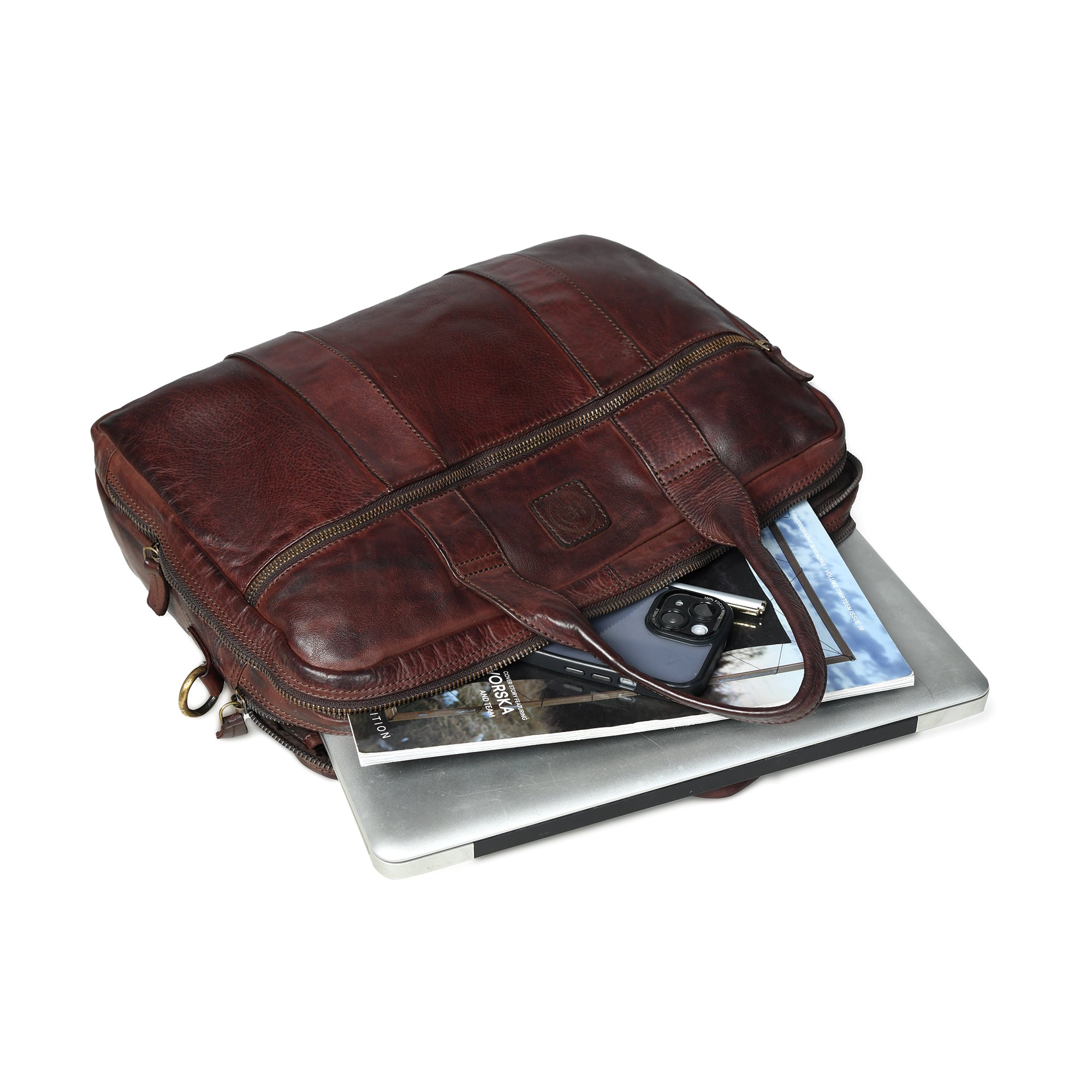 Executive Heritage Leather Laptop Bag - Tan Colour